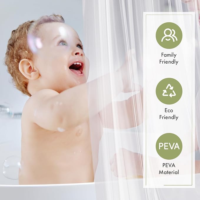 Amazer Shower Stall Curtain Liner 48x72, Clear Shower Liner PEVA Medium Weight Inside Shower Curtain for Bathroom with Rustproof Grommets