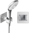 Adjustable Wall Mounted Shower Head Holder, Strong Adhesive & Drilling 2 Installation Methods, 360° Swivel Handheld Shower Wand Holder for RV Kids’ Bathroom Shower Accessories （White