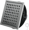 4 Inch Square Shower Drain, SUS 304 Stainless Steel Shower Drain with Flange, Removable Grid Cover Hair Strainer, High Flow Shower Floor Drain, Gun Grey