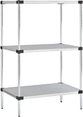 Omega Solid Stainless Steel Shelves, 21" Deep x 42" Wide x 34" High 3 Tier Heavy Duty Solid Shelving Unit for Kitchen Garage Office Restaurant Warehouse 800-lb Per Shelf Weight Capacity