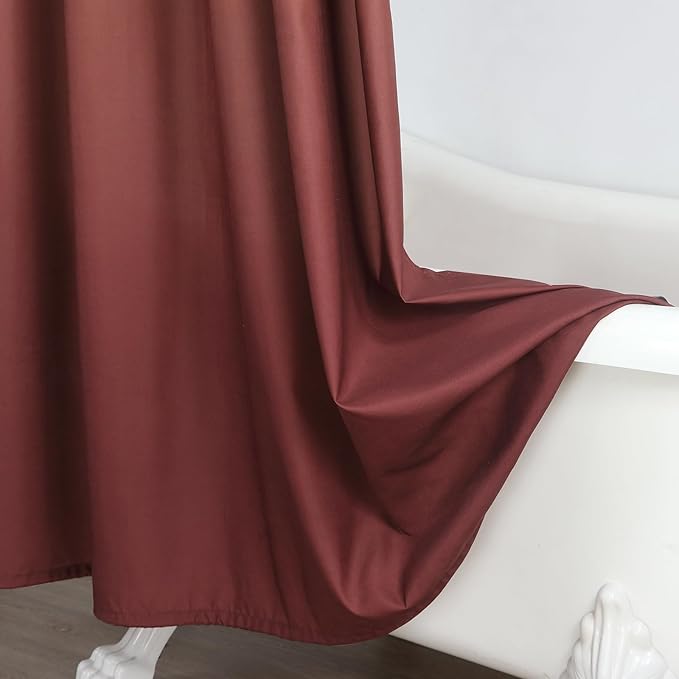 Extra Long Fabric Shower Curtain, Burgundy Ombre Microfiber Cloth Shower Curtains for Bathroom, Modern Waterproof Bathroom Curtains, 72" W x 84" H
