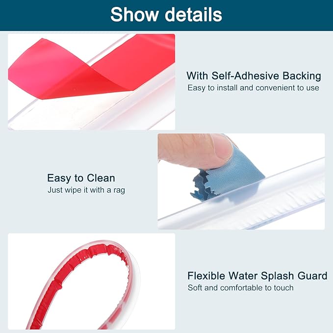uxcell 78 Inch Collapsible Shower Barrier Stopper Water Splash Guard Blocker 79"Lx0.8"Wx0.5"H for Bathroom Kitchen Wet and Dry Separation, Clear