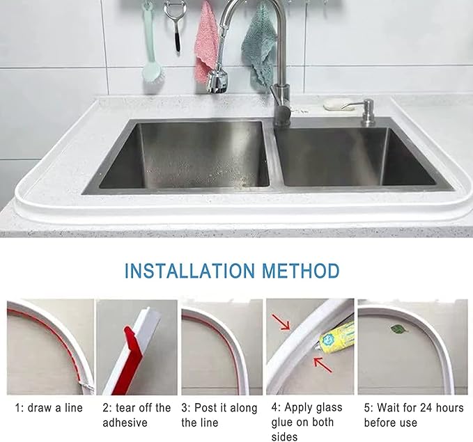 Collapsible Shower Water Guard Water Splash Guard Water Dam Barrier Shower Threshold for Shower Stall, Stay Dry Retainer for Wet and Dry Separation for Bathroom (59") …