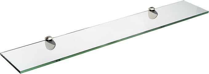Spancraft Glass P-6x21-Brushed Steel Peacock Glass Shelf, Brushed Steel, 6" x 21"