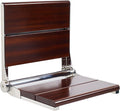 Folding Shower Seat Wall Mounted with Back | 500 lbs Maximum Load Capacity | ADA Compliant Safety Assist Teak Shower Seat for Seniors, Handicapped, and Children | 304 Stainless Steel Frame | 18” x 16”