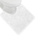 GORILLA GRIP Plush Absorbent Shaggy Chenille Bath Rug Mat for Oval Toilet Base with Rubber Backing, Machine Washable Rugs, Soft Microfiber Contour Mats for Toilets, Bathroom Decor, White