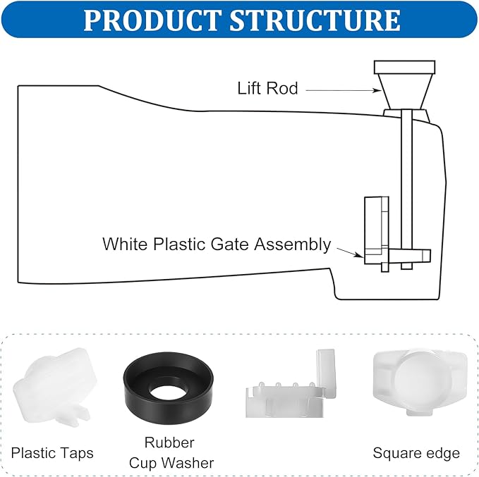 2 Set Tub Spout Diverter Repair Kit with Diverter Valve Stems Cup Seals Gates, Bathroom Shower Diverters, Tub Spout with Diverters Bathtub Leaky Faucet Repair Replacement Parts