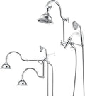 Bagnolux Solid Brass 6" High Pressure Rain Shower Head Combo with 21" Extension Arm - Wide Rainfall Showerhead with 3.3" Handheld Water Spray - Adjustable Dual Showerhead with 71" Shower Hose, Chrome