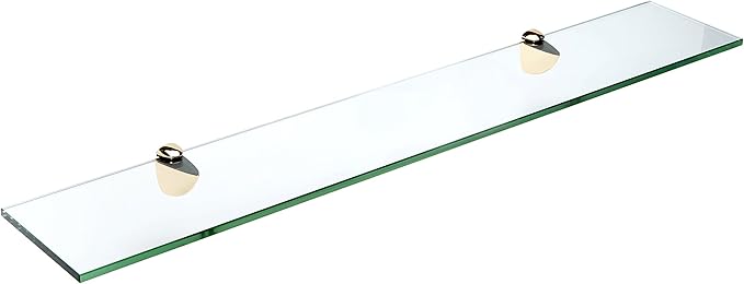 Spancraft Glass P-4.75x27-Brass Peacock Glass Shelf, Brass, 4.75" x 27"