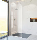 Glass Shower Panel, 36" W x 76" H Semi-Framed Fixed Shower Panel in Silver with 5/16"(8mm) Clear Tempered Glass Door, Simple Shower Door Panel for Bathroom