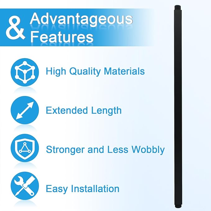 Shower Arm with Flange 24 Inches Ceiling Mount Square Straight Extender Extension Pipe Replacement, Extra Long Shower Arm For Fixed Rain Shower Head or High Ceiling, Matte Black