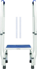 step2bed Mini Step Stool with Handle for Elderly - Adjustable Height Bed Safety Rail for Seniors with Handicap Grab Bars - Stainless Steel Portable Step Stool for Bed (300 LBS Capacity)