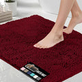 GORILLA GRIP Bath Rug Mat 48x24, Soft Absorbent Chenille, Quick Dry Microfiber Mats, Rubber Backing Washable Shower Floor Rugs, Bathmat Runner, US Designed Bathroom Home Decor Accessories Burgundy
