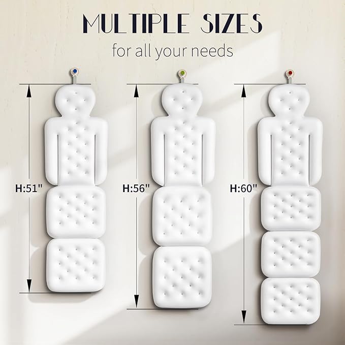 Full Body Bath Pillow for Bathtub, Thick Bathtub Cushion with Laundry Bag, Luxury Tub Pillow for Bath for Headrest Neck and Back Support White 51" x 16"