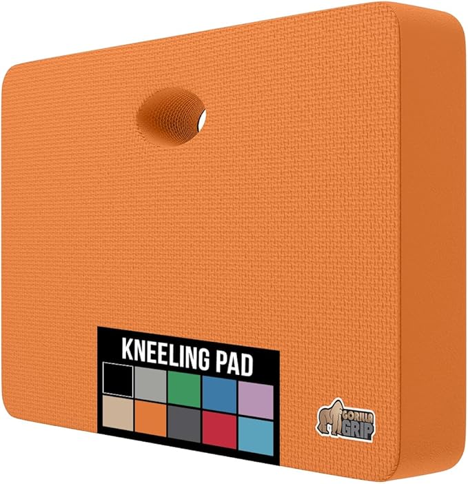 GORILLA GRIP Extra Thick Patent Pending Soft Foam Kneeling Pad, Supportive Large Cushion Knee Pads for Gardening, Baby Bath Time, Dirt and Water Resistant, Workout and Garden Supplies, 17.5x11, Orange