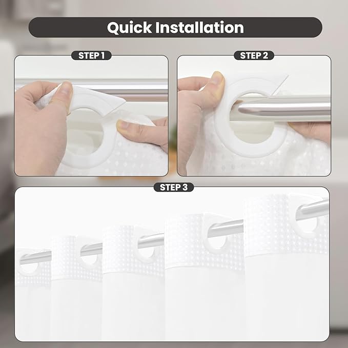 Inhousolu Extra Long No Hook Shower Curtain with Snap in Fabric Liner Set Waffle Weave 230GSM Weighted Hem, Waterproof & Washable Bathroom Curtain Spa Luxury with Mesh Top Window 72" W x 84" L White