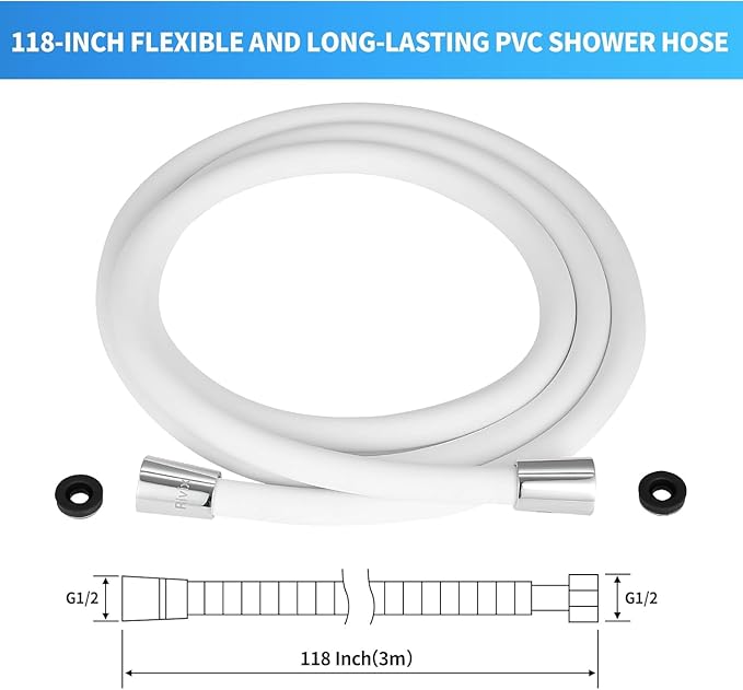 Extra Long Replacement Shower Hose Extension Handheld Shower Head Hose 59 Inches Flexible and Durable with Brass Insert and Nut rv shower head with hose