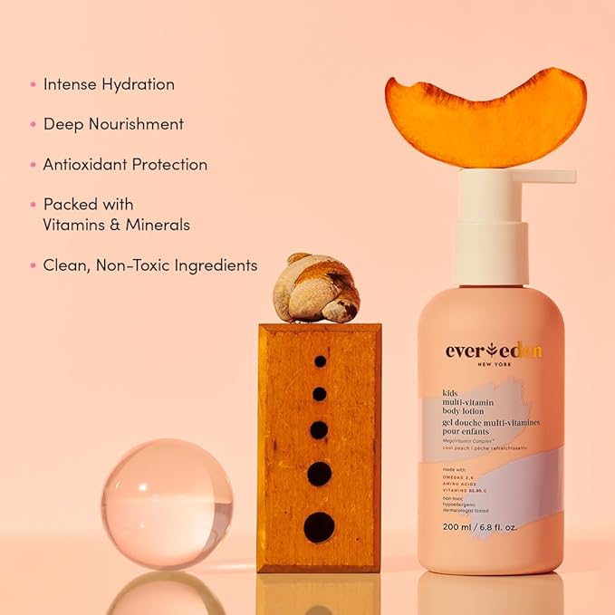 Evereden Kids Multi-Vitamin Body Lotion (6.8 fl.oz., Melon Juice): Gentle & Non-Toxic Moisturizing Kids Lotion | Nourishing & Protective Lotion for Kids