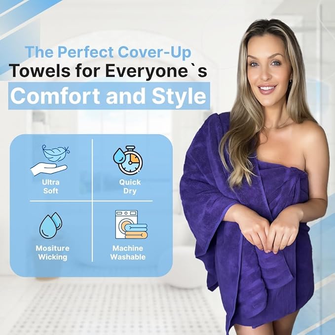 Infinitee Xclusives 100% Cotton Luxury Bath Towels Set of 2 (27x54 Inches) (Profound Purple, Bath Towels - Pack 2)
