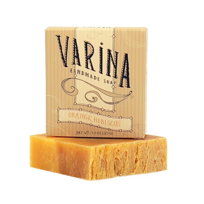 Organic Orange Hibiscus Bar Soap - Gentle Cleansing for Sensitive Skin, Fruity - 3 Pack