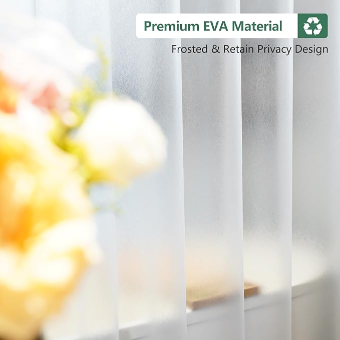 Waterproof EVA Shower Window Curtain 3D Frosted for Privacy, 40 x 36 inch Bpa-Free Vinyl Shower Curtain Liner Small with 2 Large Magnets, Mini Plastic Bathroom Window Curtain Translucent