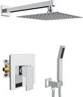 SR SUN RISE Shower System Bathroom 10 Inch Rainfall Shower Head & Handle Set Wall Mounted Rain Shower Faucet Set Polished Chrome