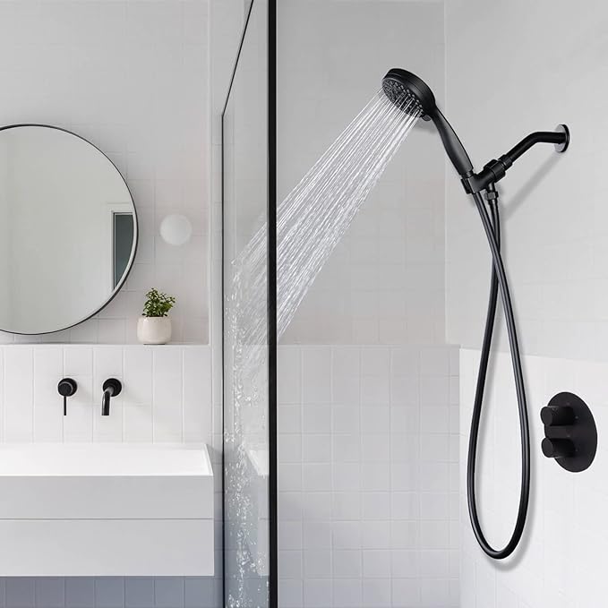 Aleasha Shower Hose, 79 Inches Extra Long Shower Head Hose Extension for Bathing Toilet Cleaning Dogs Bathroom Bathing Matte Black Handheld Shower Hose