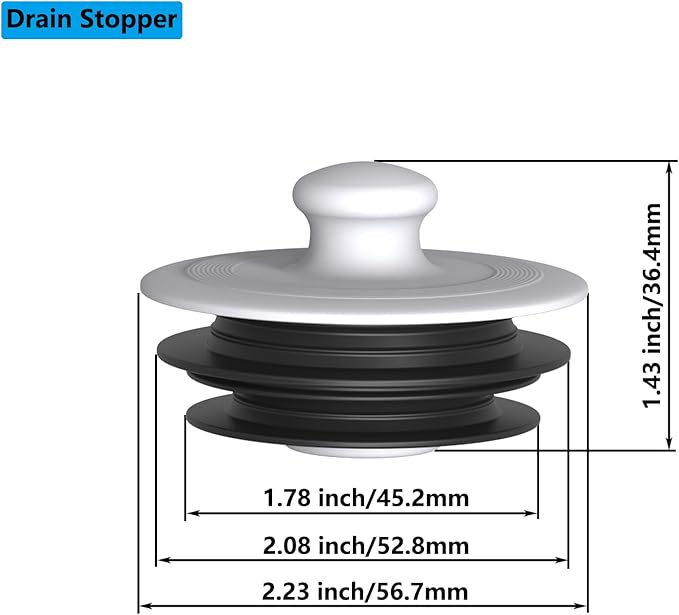 Bathtub Drain Stopper,Bathroom Sink Stopper，Drain Stopper, Sink Plug, Drain Plug, Silicone Stopper(1, Small+Large-Black)(Patented Design)