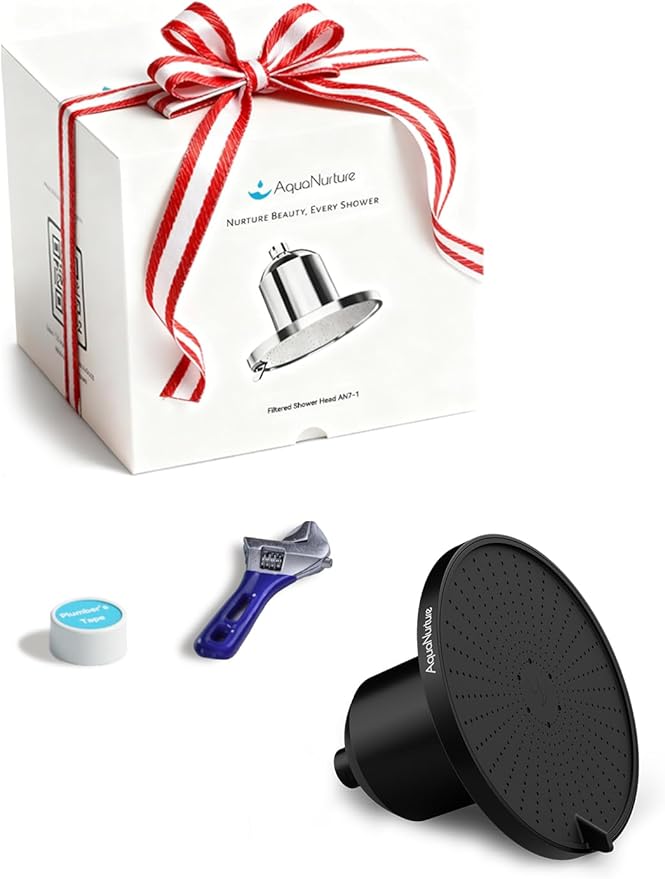 Filtered Shower Head with Filter System, High Pressure 3 Modes 7" Filter Showerhead for Healthier Hair & Skin, Remove Chlorine and Heavy Metals For Hard Water,Best Rain Shower Heads 2.5 GPM, Black