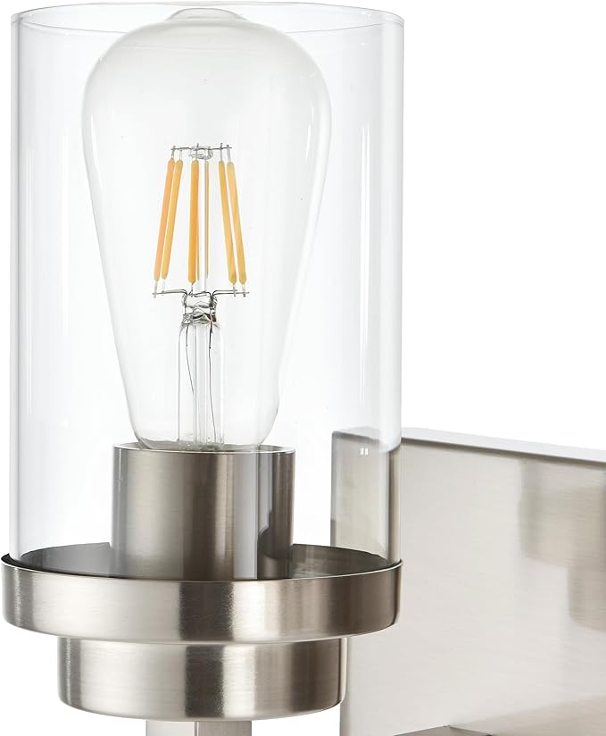 MELUCEE 5-Light Bathroom Vanity Light Brushed Nickel Finish with Clear Glass Shade, Modern Wall Mount Light Fixtures for Bedroom Powder Room Hallway