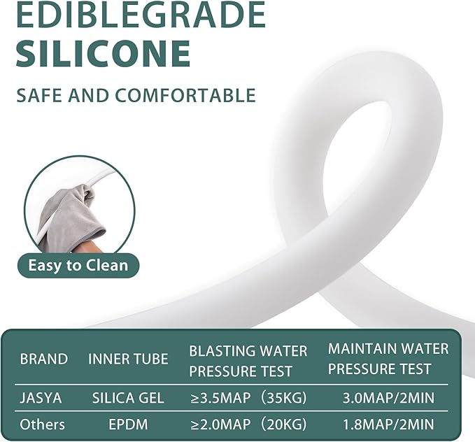 Silicone Shower Hose Extra Long,Explosion Proof Anti Winding Showerhead Hose,Used In Showerheads Spray Bidet Bathing Toilet Cleaning Flexible RV Shower Hoses Replacement (White, 39 In)