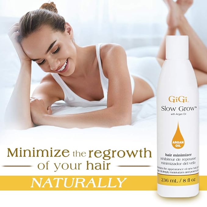 GiGi Post Waxing Treatment, Slow Grow Hair Inhibitor Lotion with Argan Oil, Hair Growth Minimizer for Men and Women, 8 oz, 1 Pack