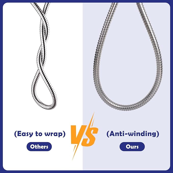 59" Brushed Nickel Shower Hose Replacement Handheld Kink Free Stainless Steel Shower Head Wand Hose Extension Extra Long with Brass Insert and Nut, Durable & Flexible for Pet Bathing Cleaning