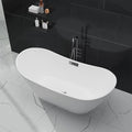 67 Inch Acrylic Freestanding Bathtub, Soaking Bathtub with Matte Drain and Overflow, Modern Square Tub with Deep Ergonomic Design, Double-Walled Insulation for Bathroom Relaxation, cUPC Certified