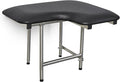 26" x 22.5" Black Padded Wall Mount Folding Left-Handed Transfer Bench Shower Seat with Legs, ADA Compliant