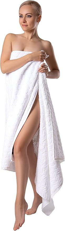 BAGNO MILANO Turkish Cotton Ultra-Soft Plush Absorbent Quick Dry Bathroom Towel Set, Made in Turkey (White, Bath Sheet)