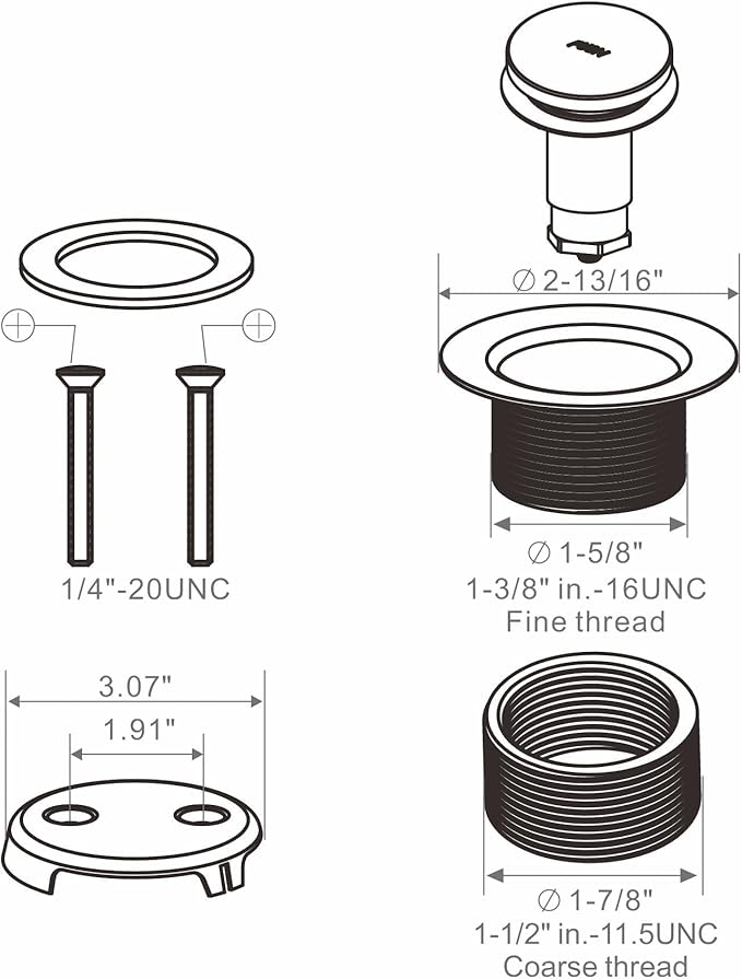Chrome Tip Toe Bathtub Tub Drain Conversion Kit Assembly, Wellup Tub Drain Trim Kit with Two Hole Overflow Faceplate, Chrome Polished