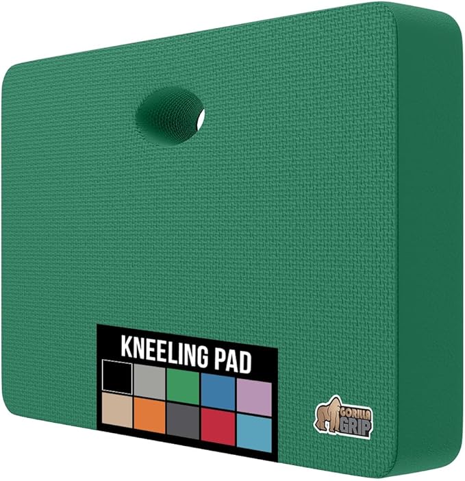 GORILLA GRIP Extra Thick Patent Pending Soft Foam Kneeling Pad, Supportive Large Cushion Knee Pads for Gardening, Baby Bath Time, Dirt and Water Resistant, Workout and Garden Supplies, 17.5x11, Green