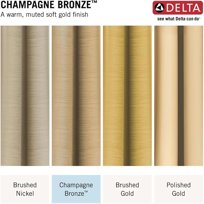 Delta Nicoli 14 Series H2Okinetic Bathtub and Shower Faucet Set, Brushed Gold Shower Head and Handle Set, Valve Trim Kit, Champagne Bronze 144749-CZ (Valve Included)