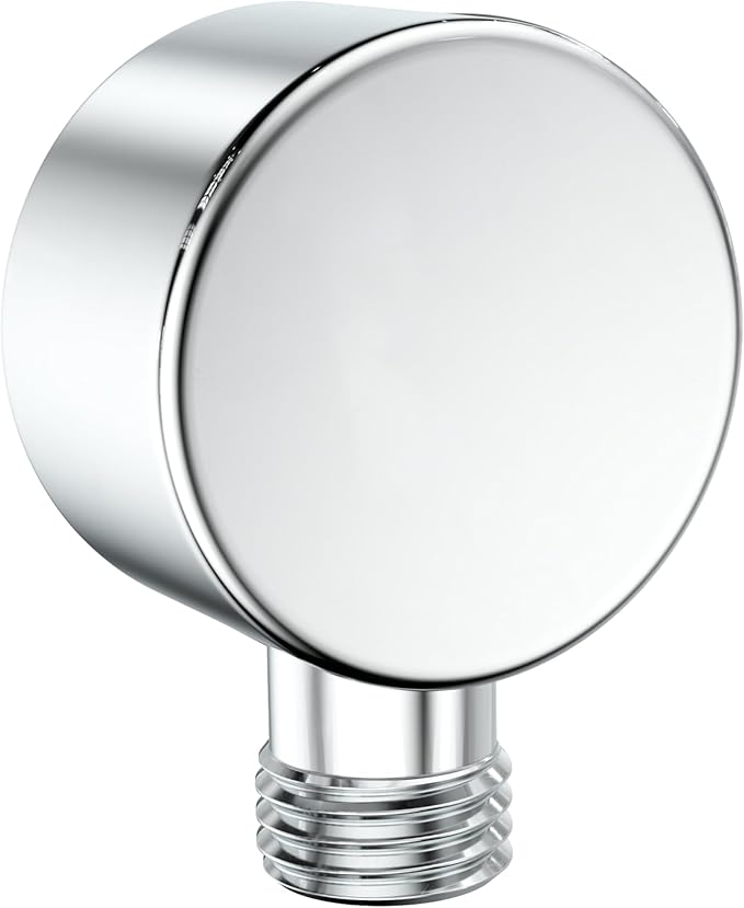 HammerHead Showers Solid Metal Drop Ell Wall Mount Elbow, 1/2" Shower Hose Connector, Round Handheld Shower Head Elbow Adapter, Shower Drop, Chrome