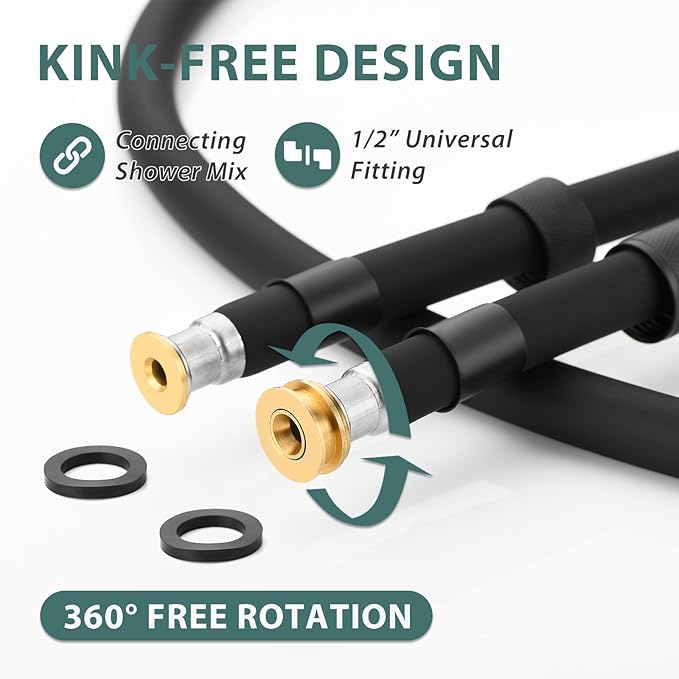 Silicone Shower Hose Extra Long,Explosion Proof Anti Winding Showerhead Hose,Used In Showerheads Spray Bidet Bathing Toilet Cleaning Flexible RV Shower Hoses Replacement (Black, 119 In)