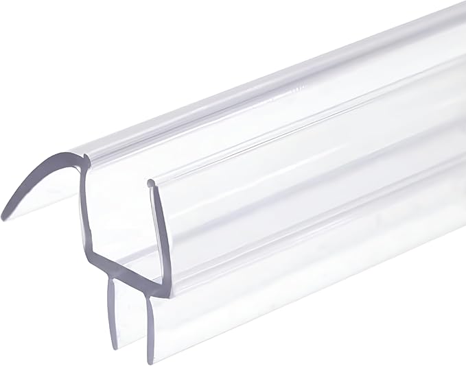 KC Hardware Frameless Shower Door Bottom Seal Strip with Drip Rail - Shower Door Seal Sweep for 3/8 Inch Thick Glass - Acts as a Leak Guard to Prevent Water Leaks - 36 Inch - Ultra Clear - Pack of 1
