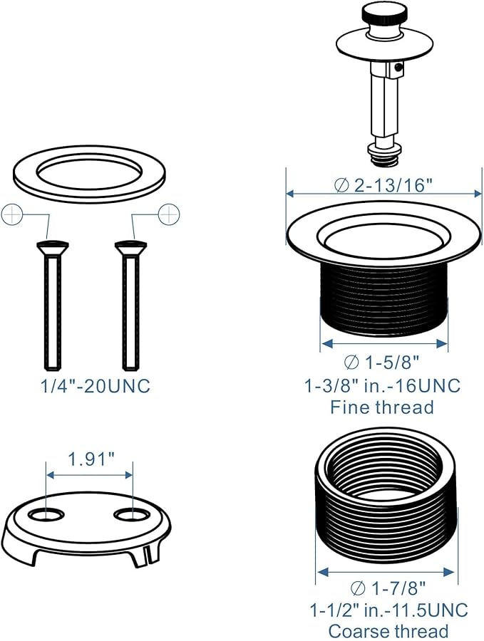 Bronze Tub Drain Lift &Turn Tub Trim Set with Two-Hole Overflow Faceplate Conversion Kit Assembly, Hidrop Bathtub Drain Replacement Trim Kit and Universal Fine/Coarse Thread, Oil Rubbed Bronze