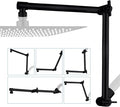 G-Promise 16 Inch Shower Head Extension Arm, Solid Brass Height & Angle Adjustable Extender, Rise or Lower Rainfall and Fixed Shower Head (Matte Black)