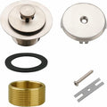 Tub Drain and Overflow Kit with Single Hole Overflow Faceplate, Welsan Universal Lift & Turn Bathtub Drain Kit with Fine/Coarse Thread Conversion Twist Trim Kit Assembly-Brushed Nickel