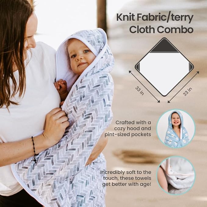 Copper Pearl Hooded Bath Towels Premium Knit/Terry Cloth Baby Towels with Hood, Pockets, and Cool Designs - Great to Gift and Make Bath Time Fun - Baby Bath Towel, Kai