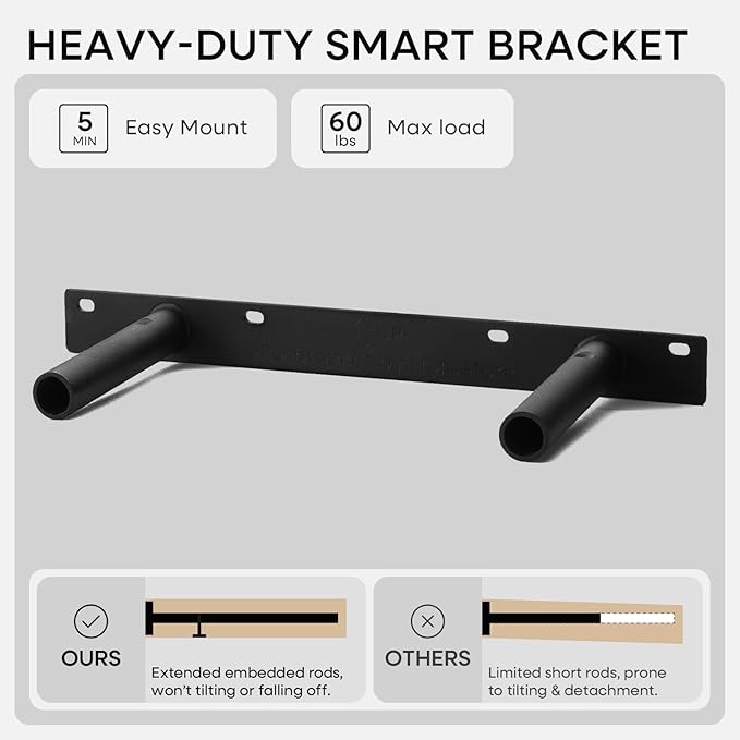 Homeforia 16 inch Black Floating Shelves, High End Solid Real Wood 16inch Bathroom Floating Shelves for Wall Mounted, 16in Wooden Small Floating Shelf, Heavy Duty Bracket, 16 X 6.5 X 1.75 in, Set of 4