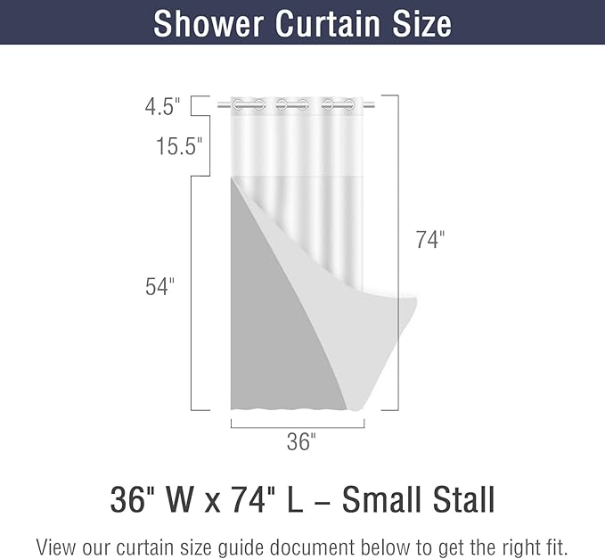 Gibelle Stall Small Shower Curtain 36x74, Waffle Weave Shower Curtain with Snap-in Fabric Liner Set, No Hooks Needed, Hotel Style with Mesh Top Window, Grey