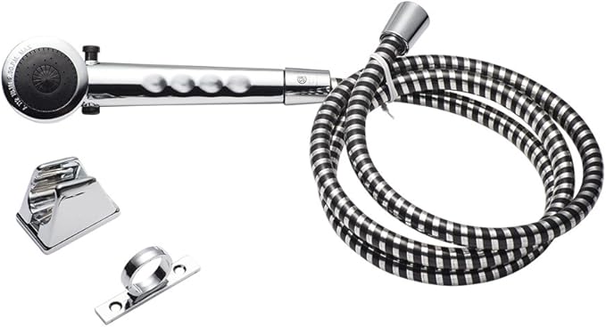 Dura Faucet DF-SA130-CP Economical RV Shower Head Hose Kit, Handheld Replacement Wand, Universal Water Saving Shower Head with Flow Control Trickle Switch (Chrome)