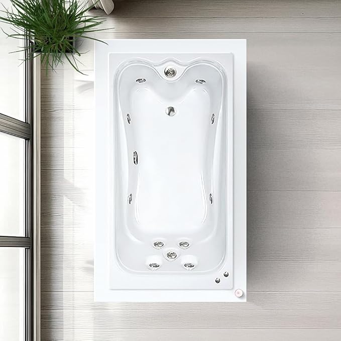 60 in. x 36 in. Elite Series Acrylic Rectangular Drop-In Whirlpool Bathtub with Reversible Drain in Bone